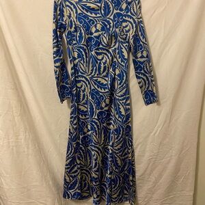 Zara Blue and White Long Sleeve Sundress